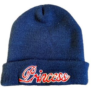 Princess Beanie Skull Cap Navy Blue Red
